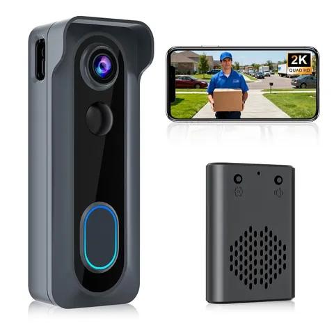 Wireless Video Doorbell Camera 2K HD WiFi Alexa Night Vision Chime