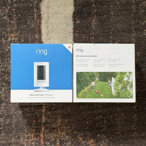 Ring Stick Up Cam Plug-In 1080p Wi-Fi Indoor/Outdoor White, Two-Way Audio