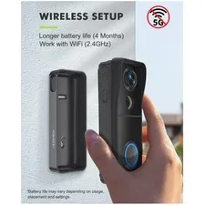 Battery-Powered Smart Doorbell - 2.4Ghz WiFi, Voice Changer