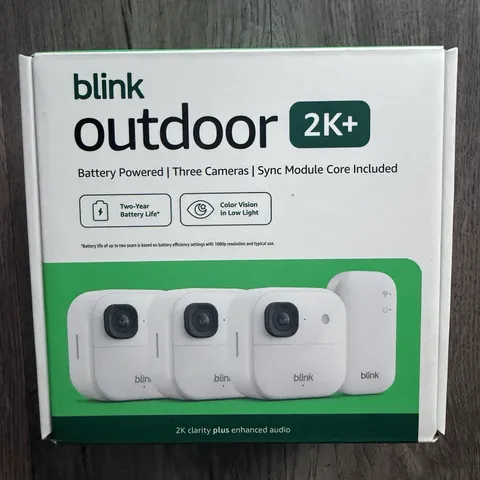 Blink Outdoor 2K+ Wireless Security Camera 3 Camera System (White) New Sealed