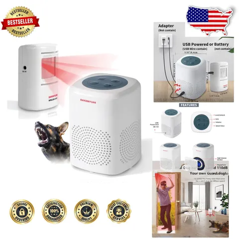 Wireless Motion Alert: Loud Barking Dog Alarm, 1000Ft Range, Home Security