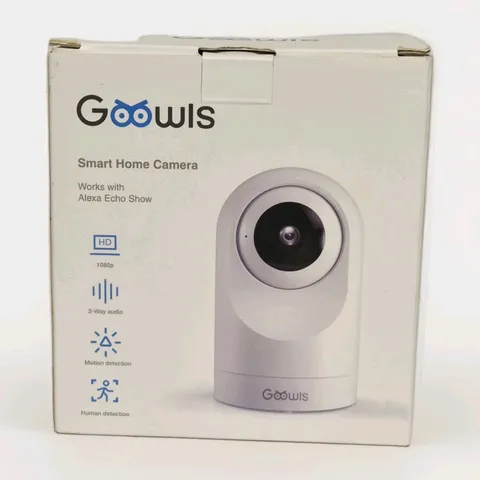 NEW GOOWIS 1080p WI-FI INDOOR CAMERA, ALEXA COMPATIBLE, WHITE, 2-WAY AUDIO 
