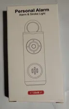 New In Box Personal Keychain Alarm Safety Siren with Panic Strobe Light - White 