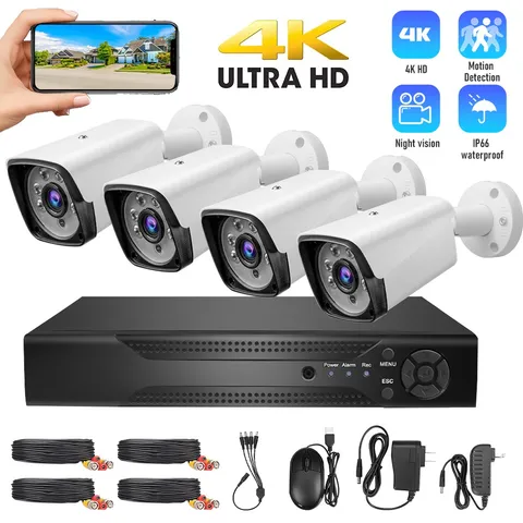 4CH 1080P CCTV Security Camera System Outdoor Camera DVR Night Vision Monitoring