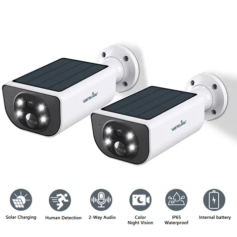 2Pack Wansview Solar Outdoor Security Camera Wireless WiFi Color Night Vision
