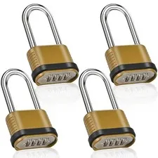4 Pack Long Shackle Combination Padlock - 105mm Heavy Duty Combination Locks, Ou