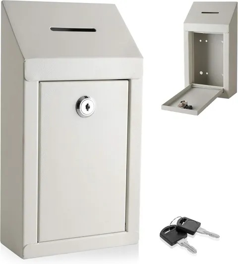 Metal Donation Box-Suggestion Box with  and Lock-Cash Lock Box for Money-Secure