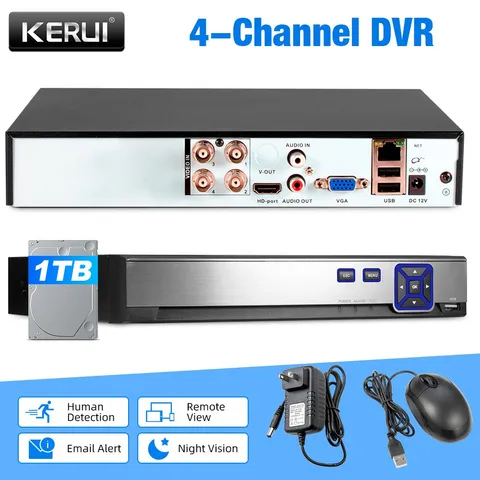 4CH DVR H.265+ Surveillance Machine Equipped with 1TB Hard Disk for CCTV Kit