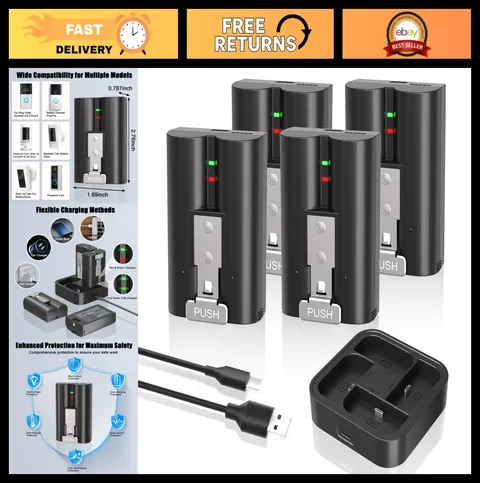 4-Pack 7200mAh Rechargeable Battery for Ring Doorbell & Camera, Fast 4-Slot Char