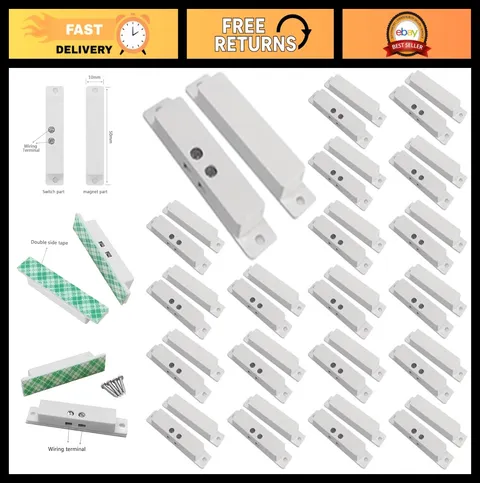 20 Sets Magnetic Window Door Sensor Contacts - Surface-Mounted Reed Switch Alarm