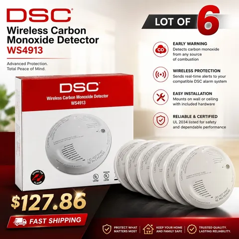 Lot of 6 DSC WS4913 Wireless Carbon Monoxide Detector Alarm Sensors New NIB