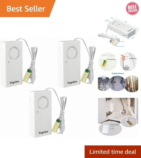 High-Sensitivity 120dB Water Leak Detector - Easy Install - 3 Pack Solution