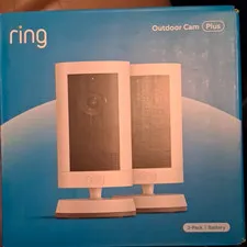 Ring Outdoor Cam Plus 2-Pack 2K Battery Wi-Fi Outdoor Cameras, White