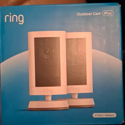 Ring Outdoor Cam Plus 2-Pack 2K Battery Wi-Fi Outdoor Cameras, White