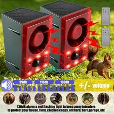 1~2Pack Solar Motion Sensor Gunshot Dog Sound Alarm Ultrasonic Animal Deterrent