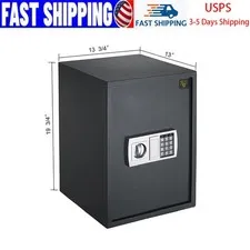 Compact Digital Safe Gray Steel Security Box Jewelry Document Money Storage Safe