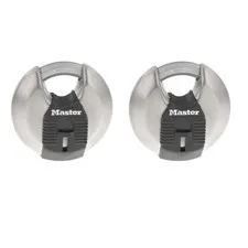 Master Lock Padlock With Shackle 2 3/4In Steel Keyed Alike Disc 2Pk
