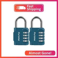 Puroma 2 Combination Lock Locker 4 Digits Combo Padlock Gym Peacock Blue