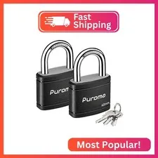 Puroma 2 Keyed Padlock with 3 Keys 7/8" School Locker Lock Gate 40mm Black