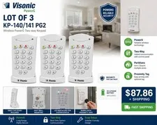 Lot of 3 Visonic KP-140 PG2 PowerG Wireless Two-Way Security Alarm Keypads
