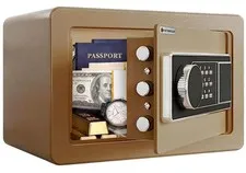 0.5 Cu Ft Small Safe Box for Home with Digital Keypad Lock Brown | 3 solid st...