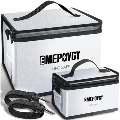 Emepovgy Fireproof Battery Safe Bag Explosionproof Battery Storage Guard Pouch