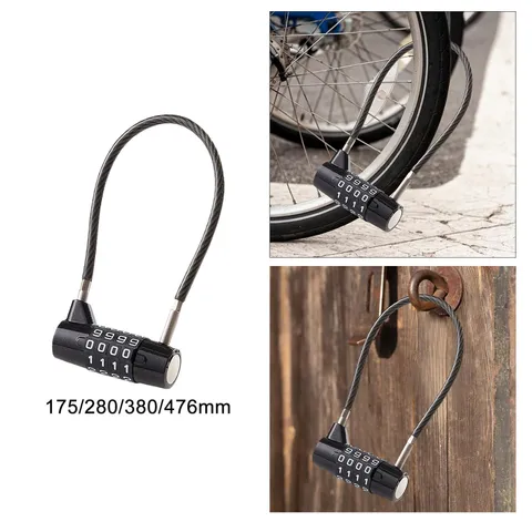 Steel Cable Lock 4 Digit Combination Padlock Sturdy Baggage Lock Password Lock