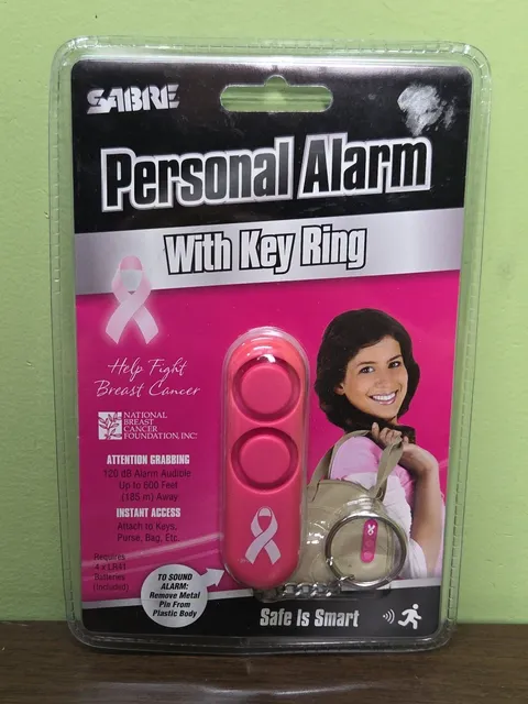 SABRE 120dB Personal Safety Alarm Keychain Pink Key Accessory Dual-Siren New