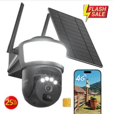 4G LTE Cellular Security Camera No WiFi Solar Outdoor Night Vision With SIM Card
