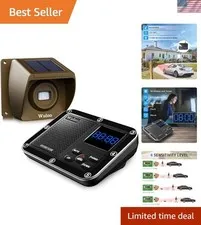 Solar Wireless Driveway Alarm with 1800ft Range & Custom Alerts - Weatherproof