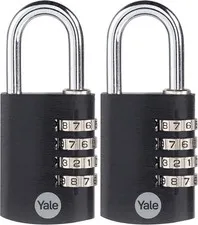 Yale 2 Pack 4 Digit Combination Lock Outdoor Waterproof Padlock Locker BRAND NEW