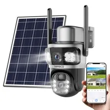 2K Dual Lens Solar Security Camera Wireless Outdoor, 2.4G & 5G WiFi, 360° PTZ...