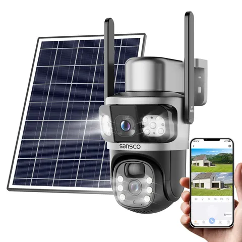 2K Dual Lens Solar Security Camera Wireless Outdoor, 2.4G & 5G WiFi, 360° PTZ...