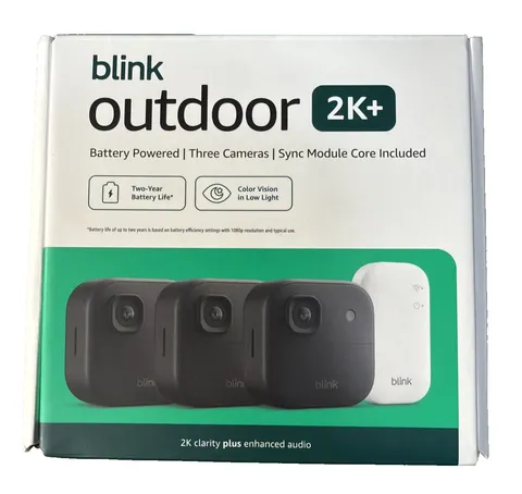 Blink Outdoor 2K+ Wireless Security Cameras Black With Sync Core Module