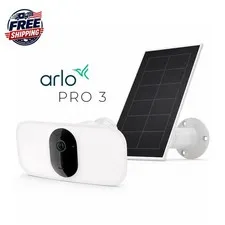 Arlo Pro 3 Floodlight Security Camera + Solar Panel Charger White Bundle