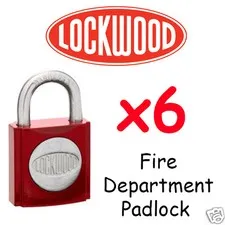 Fire Department LOCKWOOD x6 Locks - Red Fire Brigade Padlock -   !!!!