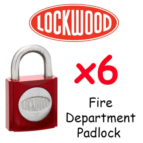 Fire Department LOCKWOOD x6 Locks - Red Fire Brigade Padlock -   !!!!