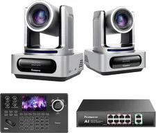 PTZ Camera and Controller Bundle - 4K NDI PTZ Camera(2Pcs) 20X Zoom AI Tracking