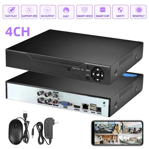 4CH Channel H.265 1080P DVR for Outdoor Home Security Camera System CCTV IP Cam