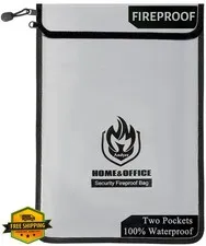 andyer Fireproof Document Bag Money Bag Grey 15”x 11”