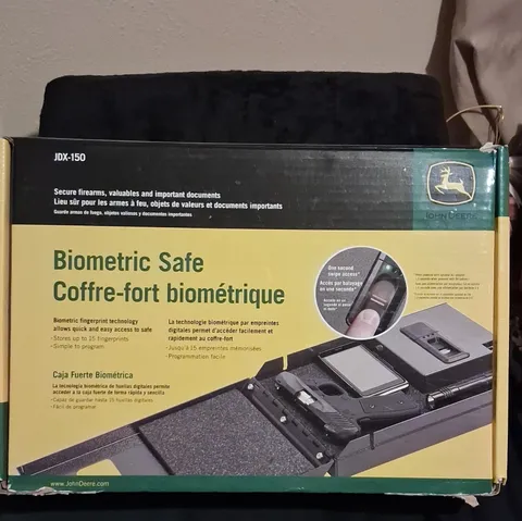 John Deere JDX-150 Biometric Safe Black Metal w/ Cable & 2 Emergency Keys