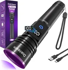 Dokhbem 365nm UV Flashlight Rechargeable Black Light for Pet Urine Detection