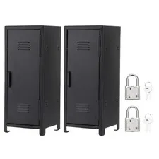 Mini Locker 4.3 x 10.8 Inch, 2 Pcs Small Locker with Lock Keys, Black