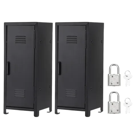 Mini Locker 4.3 x 10.8 Inch, 2 Pcs Small Locker with Lock Keys, Black
