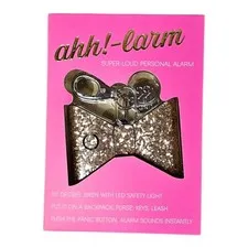BlingSting Ahh!-larm Super Loud Personal Alarm Bow Keychain Glitter Safety Gold