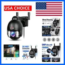 2.4/5G Security Camera Outdoor, 5MP PTZ WiFi Camera for Home Security Full Me...