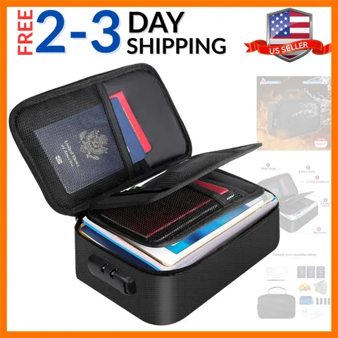 Small Fireproof Storage Organizer Case with Lock9”x 5.3”x 3.7”, 3-Layer Soft ...