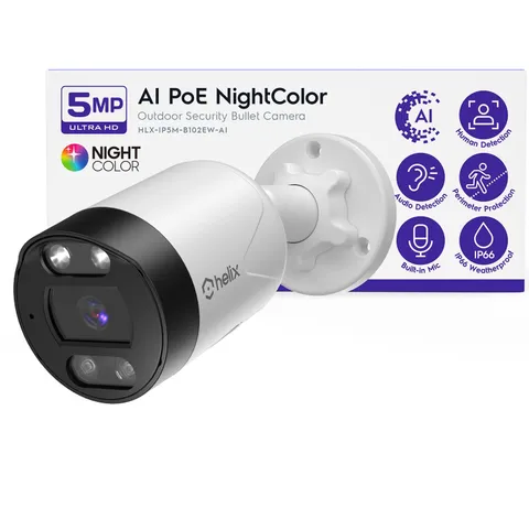 Helix 5MP Outdoor IP PoE , Human Detection, NDAA Compliant, IP Surveillance B...