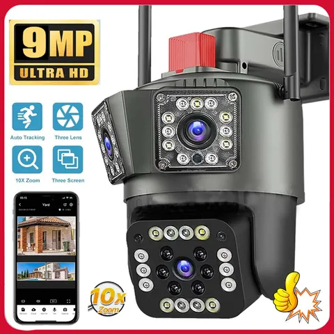 9MP Camara De Seguridad Para Exterior Con Vision Nocturna y Audio-10X Zoom