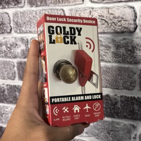 Goldy Lock Portable Alarm & Lock Anti-Theft Door Lock 110 dB Red Keyring